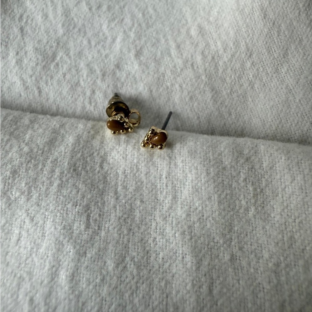 Gold and Brown Stud Earrings